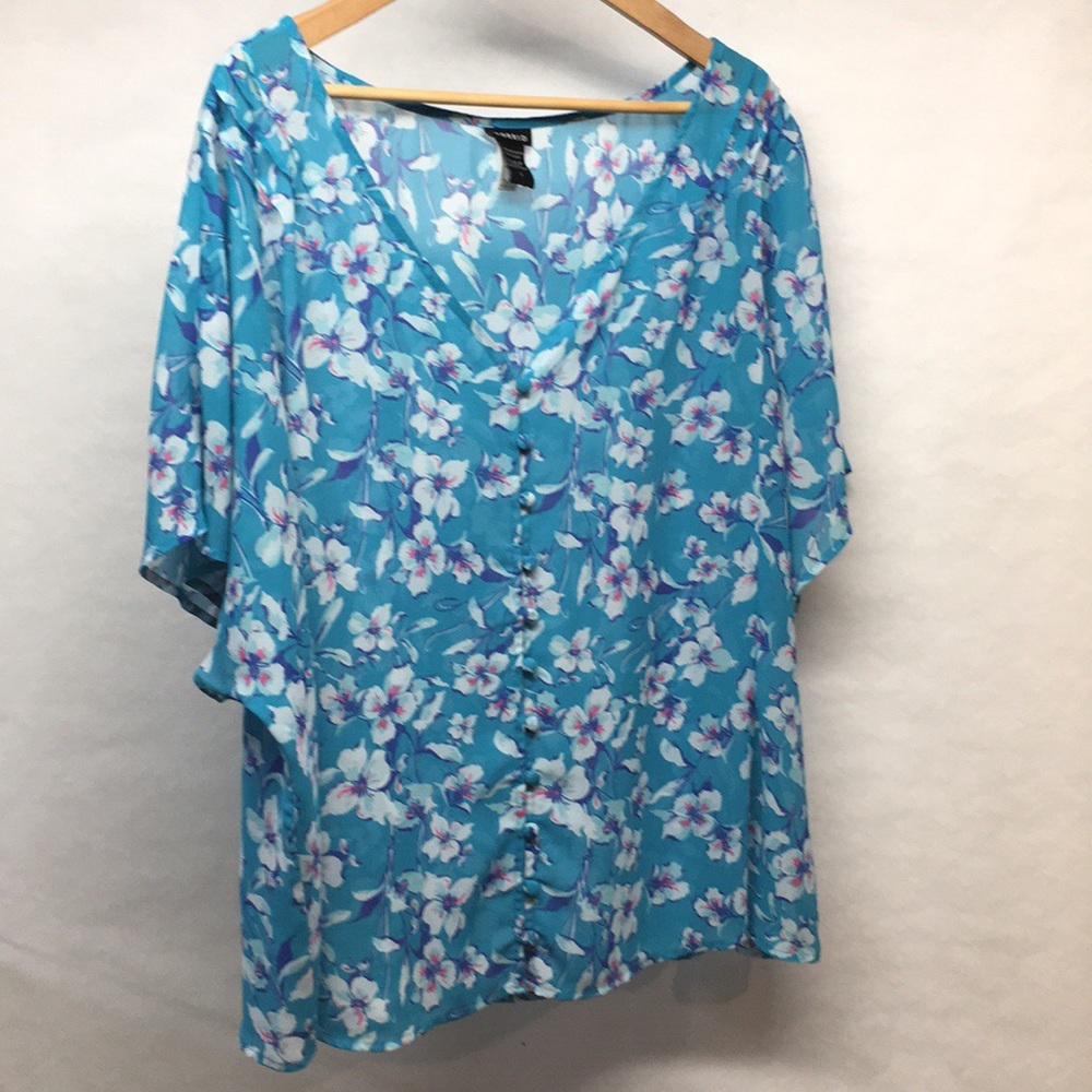 Blue flowered Torrid Blouse size 2